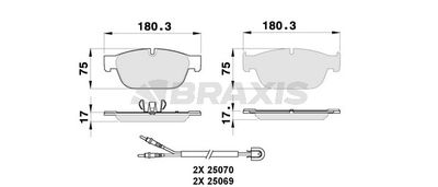 AB0269 BRAXIS Комплект тормозных колодок, дисковый тормоз