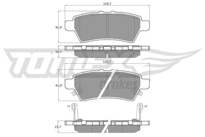 TX1957 TOMEX Brakes Комплект тормозных колодок, дисковый тормоз