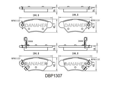 DBP1307 DANAHER Комплект тормозных колодок, дисковый тормоз