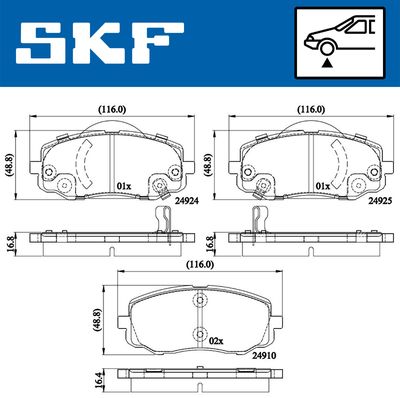 VKBP80567A SKF Комплект тормозных колодок, дисковый тормоз