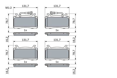 0986424851 BOSCH Комплект тормозных колодок, дисковый тормоз