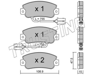 1061 TRUSTING Комплект тормозных колодок, дисковый тормоз