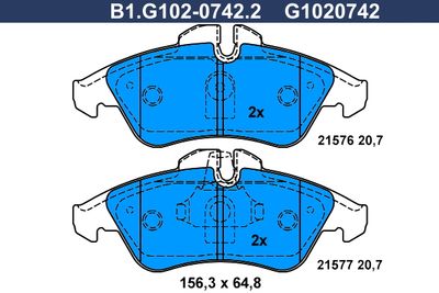 B1G10207422 GALFER Комплект тормозных колодок, дисковый тормоз