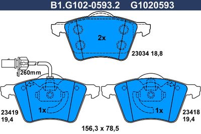 B1G10205932 GALFER Комплект тормозных колодок, дисковый тормоз