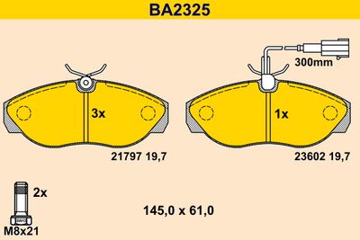 BA2325 BARUM Комплект тормозных колодок, дисковый тормоз