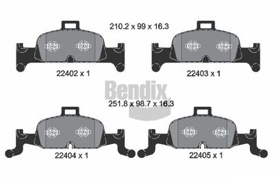 BPD1636 BENDIX Braking Комплект тормозных колодок, дисковый тормоз