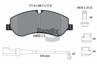 BPD1074 BENDIX Braking Комплект тормозных колодок, дисковый тормоз