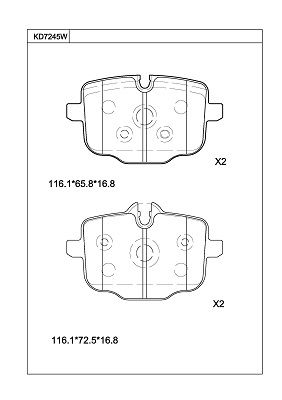 KD7245W ASIMCO Комплект тормозных колодок, дисковый тормоз