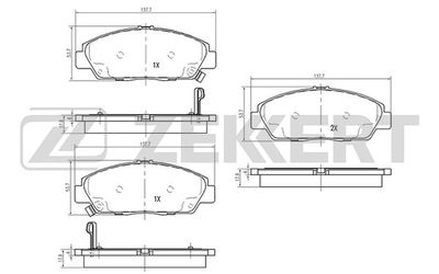 BS2168 ZEKKERT Комплект тормозных колодок, дисковый тормоз