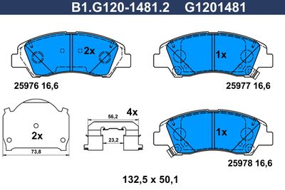 B1G12014812 GALFER Комплект тормозных колодок, дисковый тормоз