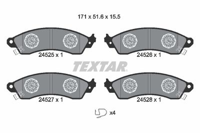 2452501 TEXTAR Комплект тормозных колодок, дисковый тормоз