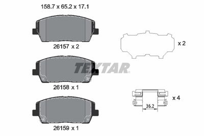 2615701 TEXTAR Комплект тормозных колодок, дисковый тормоз