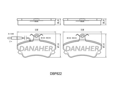 DBP822 DANAHER Комплект тормозных колодок, дисковый тормоз