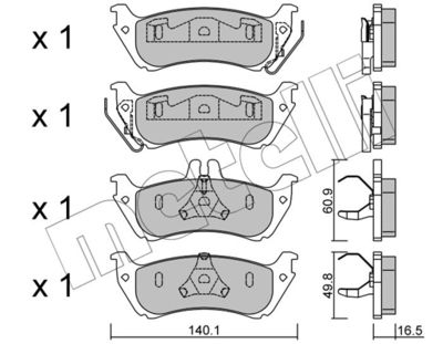 2205701 METELLI Комплект тормозных колодок, дисковый тормоз