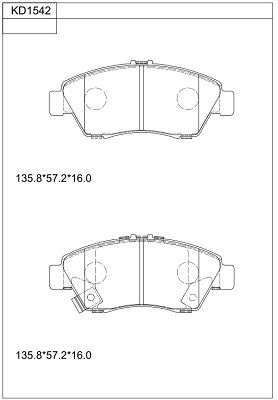 KD1542 ASIMCO Комплект тормозных колодок, дисковый тормоз