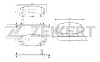 BS1790 ZEKKERT Комплект тормозных колодок, дисковый тормоз