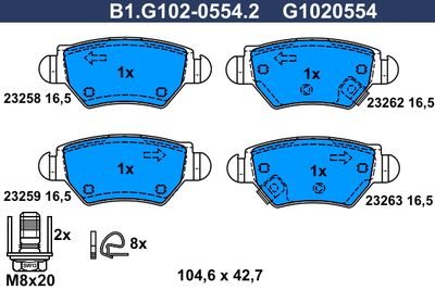 B1G10205542 GALFER Комплект тормозных колодок, дисковый тормоз