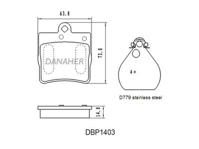 DBP1403 DANAHER Комплект тормозных колодок, дисковый тормоз