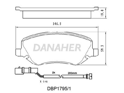 DBP17951 DANAHER Комплект тормозных колодок, дисковый тормоз