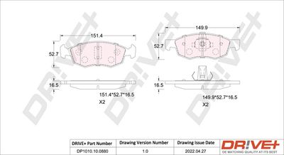 DP1010100880 Dr!ve+ Комплект тормозных колодок, дисковый тормоз