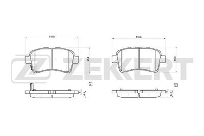 BS1038 ZEKKERT Комплект тормозных колодок, дисковый тормоз