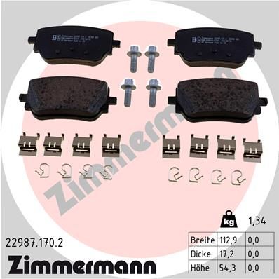 229871702 ZIMMERMANN Комплект тормозных колодок, дисковый тормоз