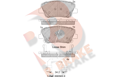 RB2147203 R BRAKE Комплект тормозных колодок, дисковый тормоз