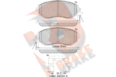 RB2199 R BRAKE Комплект тормозных колодок, дисковый тормоз