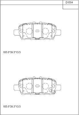 KD1554 ASIMCO Комплект тормозных колодок, дисковый тормоз