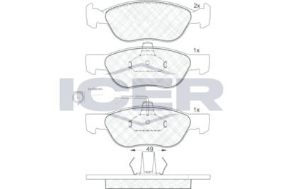 181124 ICER Комплект тормозных колодок, дисковый тормоз