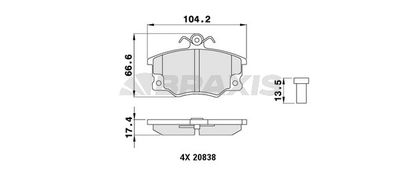 AB0019 BRAXIS Комплект тормозных колодок, дисковый тормоз