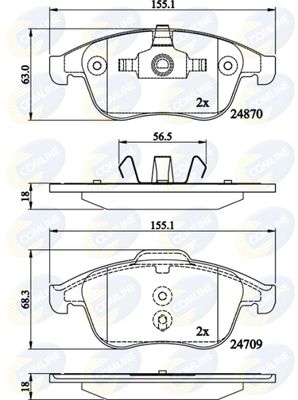 CBP02162 COMLINE Комплект тормозных колодок, дисковый тормоз