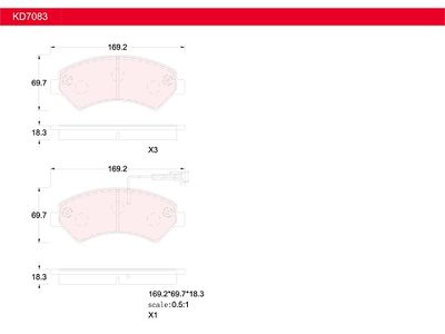 KD7083 ASIMCO Комплект тормозных колодок, дисковый тормоз