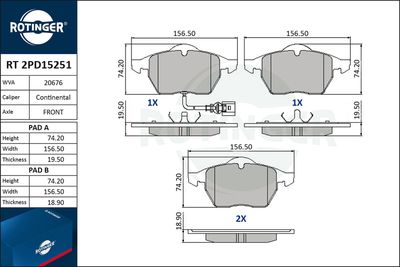 RT2PD15251 ROTINGER Комплект тормозных колодок, дисковый тормоз