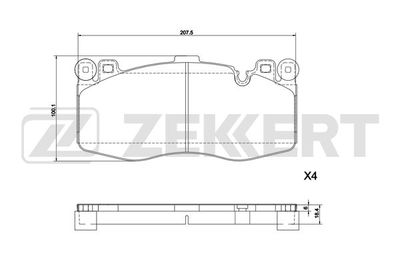 BS1298 ZEKKERT Комплект тормозных колодок, дисковый тормоз