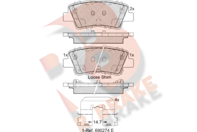 RB2036 R BRAKE Комплект тормозных колодок, дисковый тормоз