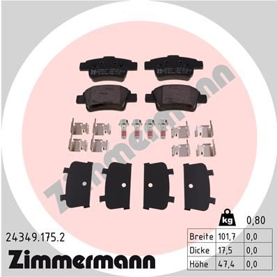 243491752 ZIMMERMANN Комплект тормозных колодок, дисковый тормоз