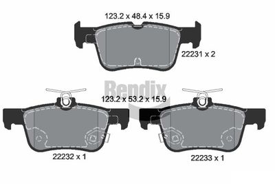 BPD1438 BENDIX Braking Комплект тормозных колодок, дисковый тормоз