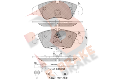 RB1862202 R BRAKE Комплект тормозных колодок, дисковый тормоз