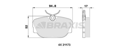 AA0319 BRAXIS Комплект тормозных колодок, дисковый тормоз