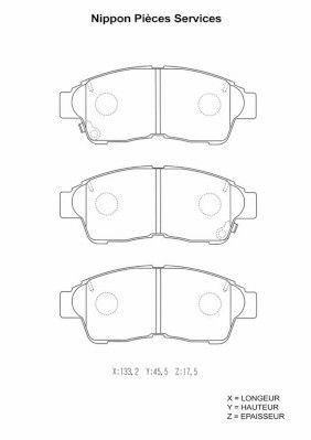 T360A75 NPS Комплект тормозных колодок, дисковый тормоз