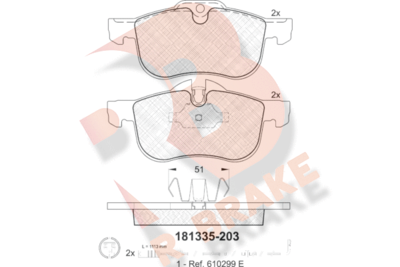 RB1335 R BRAKE Комплект тормозных колодок, дисковый тормоз