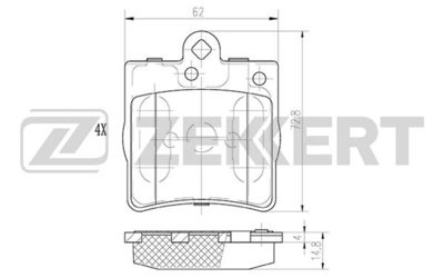 BS1350 ZEKKERT Комплект тормозных колодок, дисковый тормоз