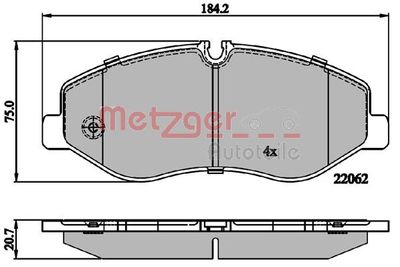 1170895 METZGER Комплект тормозных колодок, дисковый тормоз