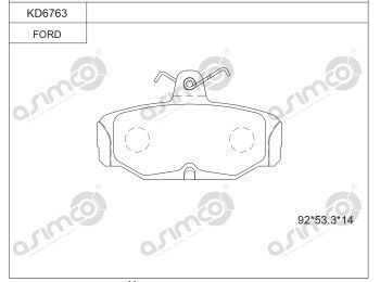 KD6763 ASIMCO Комплект тормозных колодок, дисковый тормоз