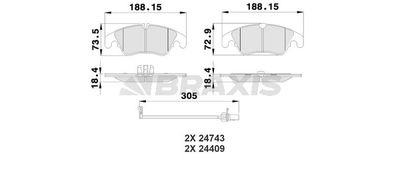 AB0177 BRAXIS Комплект тормозных колодок, дисковый тормоз