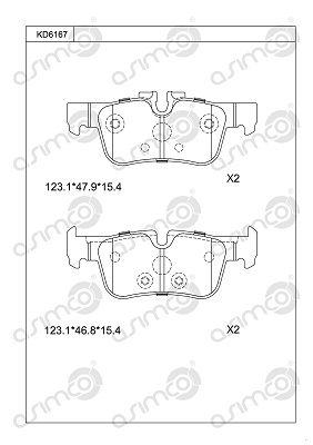 KD6167 ASIMCO Комплект тормозных колодок, дисковый тормоз