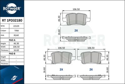 RT1PD32180 ROTINGER Комплект тормозных колодок, дисковый тормоз