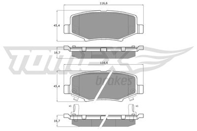 TX1921 TOMEX Brakes Комплект тормозных колодок, дисковый тормоз