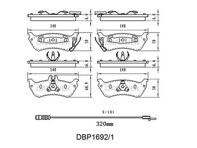 DBP16921 DANAHER Комплект тормозных колодок, дисковый тормоз